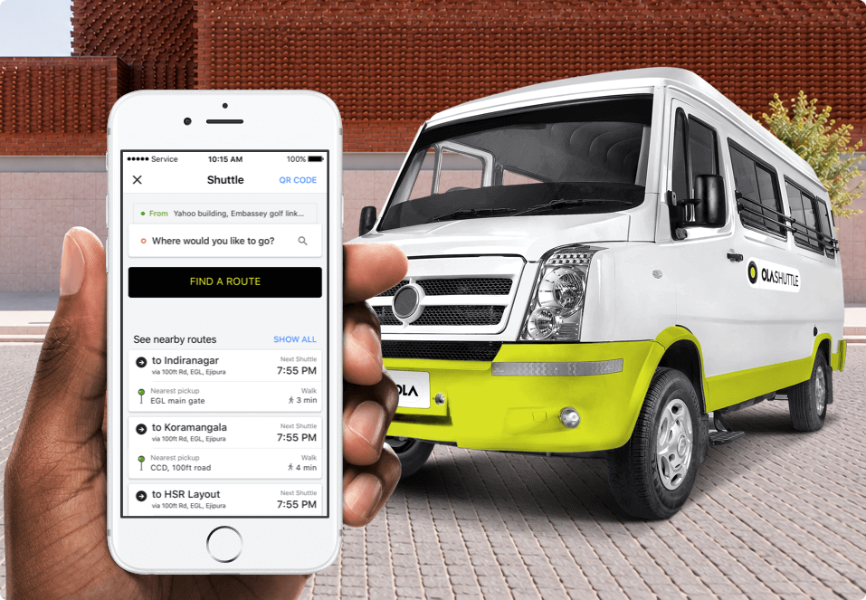 Ola Shuttle app screens